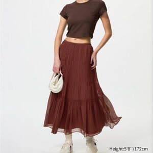 Uniqlo Tiered Brown Maxi Skirt